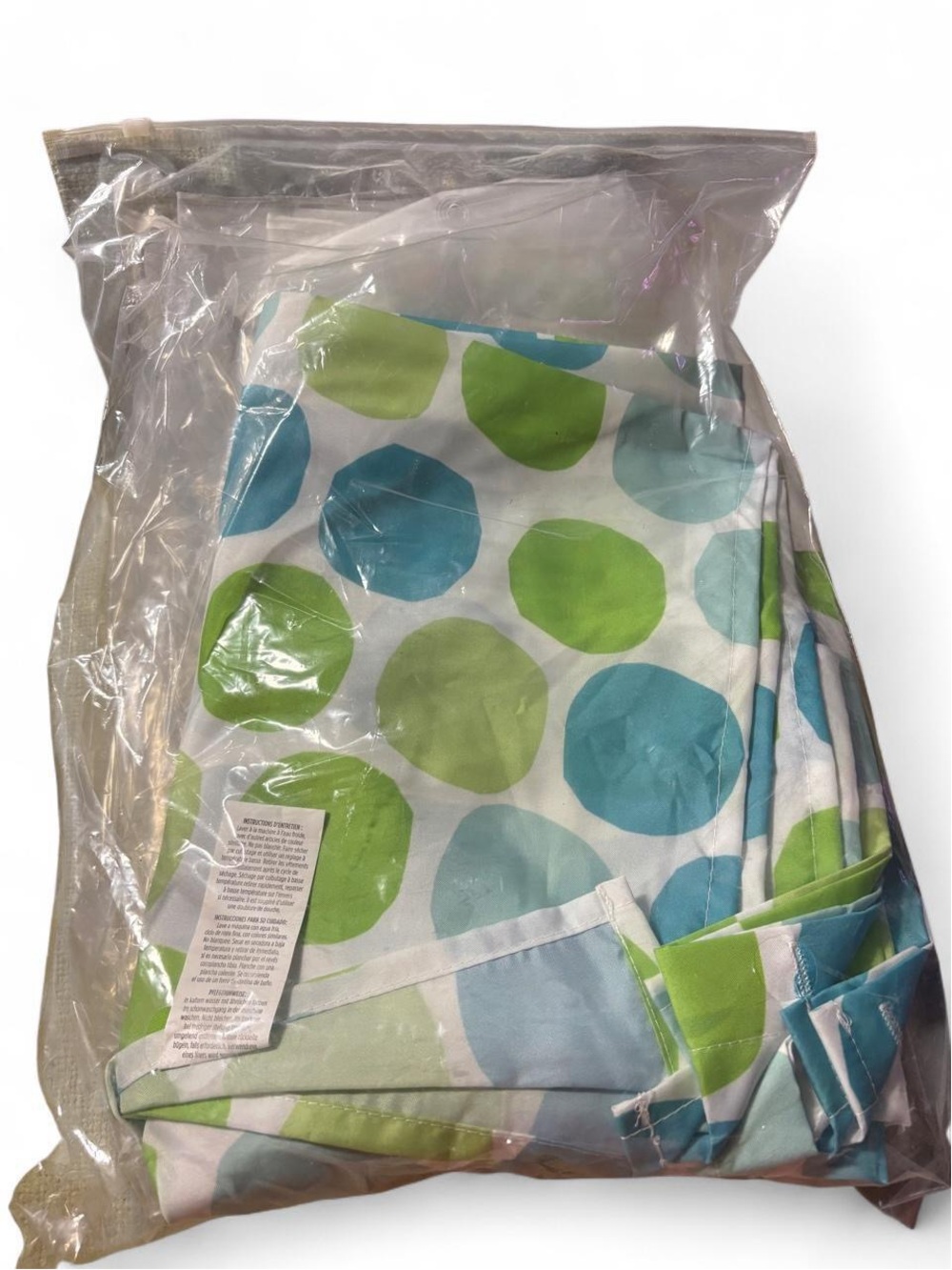 Green and Blue Polka Dot Shower Curtain and Shower Liner